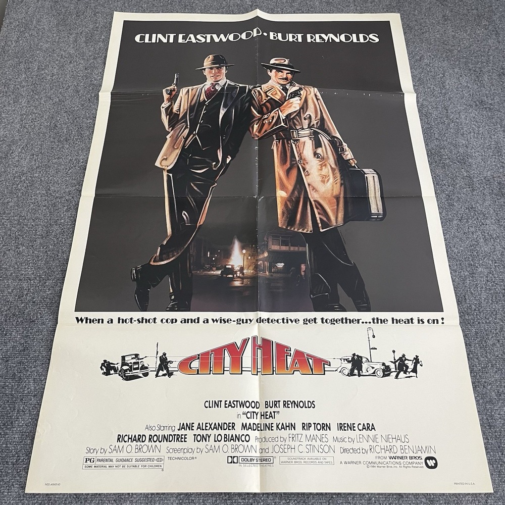 Vintage City Heat Original Movie Poster 27x41 Clint Eastwood Burt Reynolds Rare